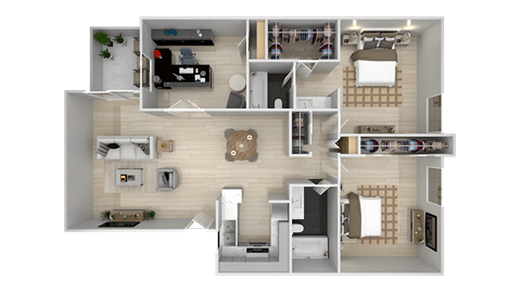 2 Bedroom 2 Baths Den Floor Plan at City View Apartments at Warner Center, Woodland Hills, CA 91367
